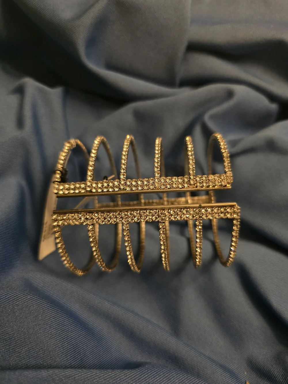Brand Crystal Multi-Row Cuff Bracelet - Silver
